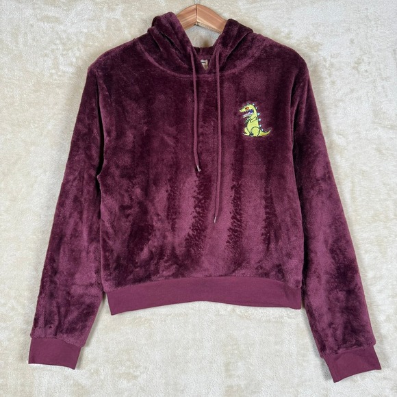 Nickelodeon Tops - Nickelodeon Reptar Hoodie Womens Size L Purple Plush‎ Fuzzy Lounge Sweatshirt